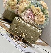 Fortok Dior Mini Miss Bag Green Cannage Lambskin with Gold-Finish Butterfly Studs 21x11.5x4.5cm - 2