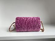 Fortok Chanel Velvet Wallet On Chain Clutch in Pink 11x6.5x5cm  - 6