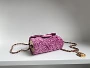 Fortok Chanel Velvet Wallet On Chain Clutch in Pink 11x6.5x5cm  - 5