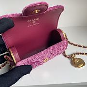 Fortok Chanel Velvet Wallet On Chain Clutch in Pink 11x6.5x5cm  - 3