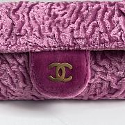 Fortok Chanel Velvet Wallet On Chain Clutch in Pink 11x6.5x5cm  - 2