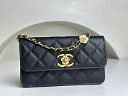 Fortok Chanel 23K Camellia Chain Shoulder Bag Cowhide Black ​A96025 9.5x15.2x3.5cm - 1