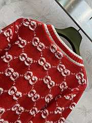 Fortok Gucci GG Jacquard V-neck Knitted Cardigan Red  - 5