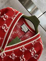 Fortok Gucci GG Jacquard V-neck Knitted Cardigan Red  - 3