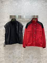 Fortok Gucci Canvas Bomber Jacket in Red and Black Gilet - 1