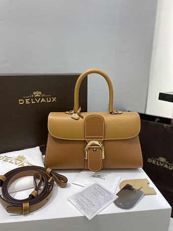 Fortok Delvaux Brillant Box Leather Bag in Brown 28cm