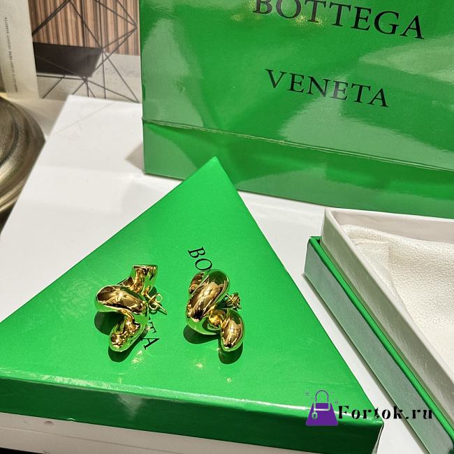 Fortok Bottega Veneta Golden Metal Earrings - 1
