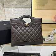 Fortok Chanel 31 Mini Shopping Bag Shiny Crumpled Calfskin & Gold-Tone Metal AS4133 Dark Brown 22x23x5.5cm - 1