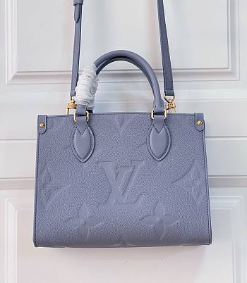 Fortok Louis Vuitton  Onthego Monogram Empreinte Leather Bag Light Blue M45653 25x19x11.5cm