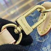 Fortok Louis Vuitton Nano Speedy Handbag Blue Denim M82950 16x10x7.5cm - 5