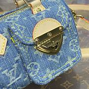 Fortok Louis Vuitton Nano Speedy Handbag Blue Denim M82950 16x10x7.5cm - 4