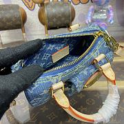 Fortok Louis Vuitton Nano Speedy Handbag Blue Denim M82950 16x10x7.5cm - 3