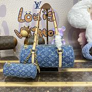 Fortok Louis Vuitton Papillon Handbag Blue Denim M46830 27x11x13cm - 1