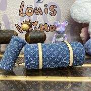 Fortok Louis Vuitton Papillon Handbag Blue Denim M46830 27x11x13cm - 6