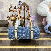 Fortok Louis Vuitton Papillon Handbag Blue Denim M46830 27x11x13cm - 3