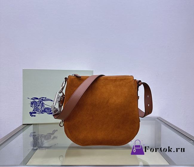 Fortok Burberry Bruciato Small Knight Bag Suede Brown 24x8×23cm - 1