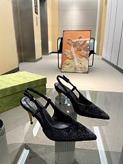 Fortok Gucci GG Velvet Slingback Pumps in Black - 1