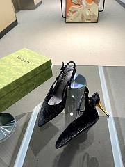 Fortok Gucci GG Velvet Slingback Pumps in Black - 5