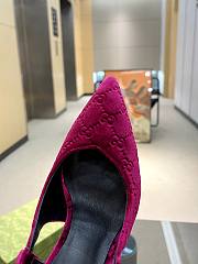 Fortok Gucci GG Velvet Slingback Pumps in Pink - 5