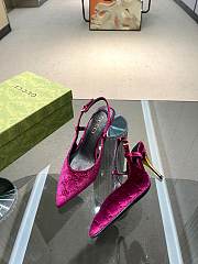 Fortok Gucci GG Velvet Slingback Pumps in Pink - 6