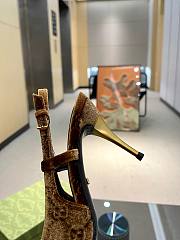 Fortok Gucci GG Velvet Slingback Pumps in Brown - 4