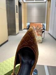 Fortok Gucci GG Velvet Slingback Pumps in Brown - 5