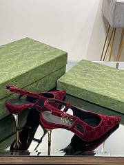Fortok Gucci GG Velvet Slingback Pumps in Burgundy - 3