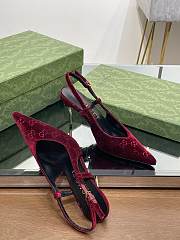 Fortok Gucci GG Velvet Slingback Pumps in Burgundy - 5