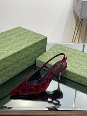 Fortok Gucci GG Velvet Slingback Pumps in Burgundy - 2