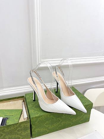 Fortok Gucci 24SS Patent Leather High Heels in White