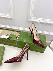 Fortok Gucci 24SS Patent Leather High Heels in Burgundy - 5