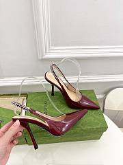Fortok Gucci 24SS Patent Leather High Heels in Burgundy - 6