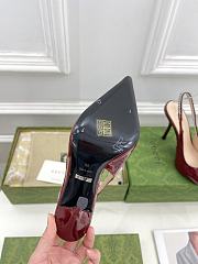 Fortok Gucci 24SS Patent Leather High Heels in Burgundy - 3