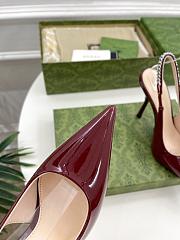 Fortok Gucci 24SS Patent Leather High Heels in Burgundy - 2