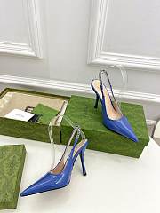 Fortok Gucci 24SS Patent Leather High Heels in Blue - 6