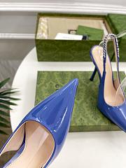 Fortok Gucci 24SS Patent Leather High Heels in Blue - 4
