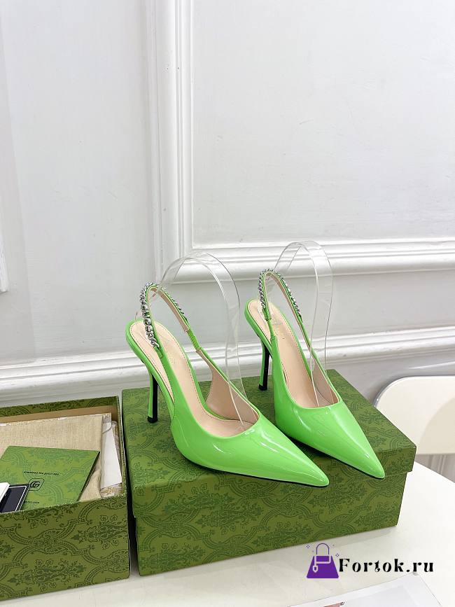 Fortok Gucci 24SS Patent Leather High Heels in Green - 1