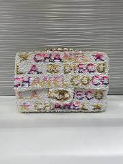 Fortok Chanel Small Foldable Bag Sequins & Gold-Tone Metal White, Yellow, Pink & Blue - 1