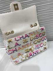 Fortok Chanel Small Foldable Bag Sequins & Gold-Tone Metal White, Yellow, Pink & Blue - 5