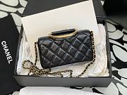 Fortok Chanel 23B Metal-Handle Bag Black 17.2x9x3.5cm - 6