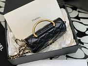 Fortok Chanel 23B Metal-Handle Bag Black 17.2x9x3.5cm - 4