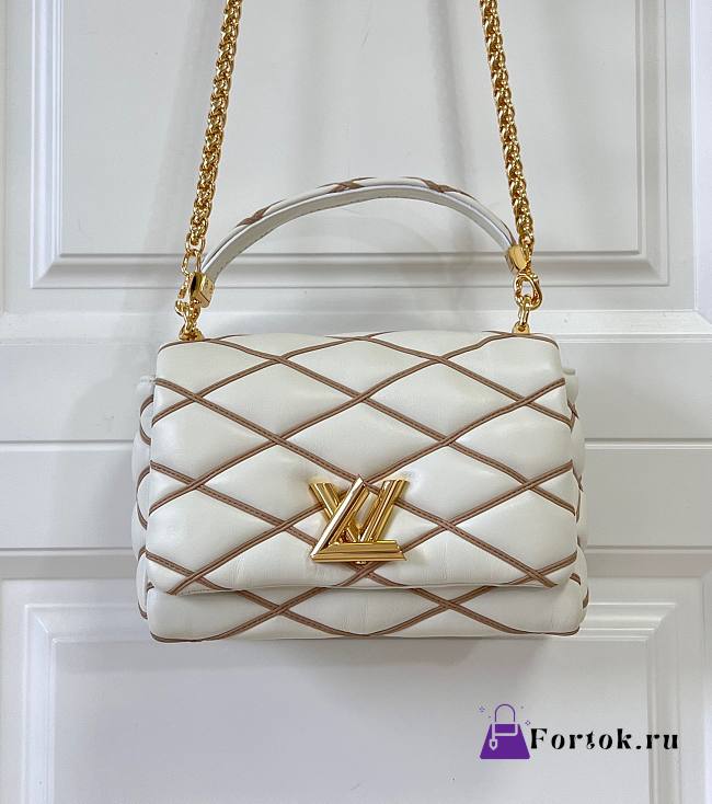 Fortok Louis Vuitton GO-14 Twist Bag White&Brown M22891 23x16x10cm - 1