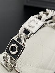 Fortok Chanel 22S Buckle Handle Cowhide Small Square Bag White 13×10×5cm - 2