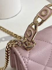 Fortok Chanel 22S Buckle Handle Cowhide Small Square Bag Pink 13×10×5cm - 6