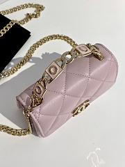 Fortok Chanel 22S Buckle Handle Cowhide Small Square Bag Pink 13×10×5cm - 5