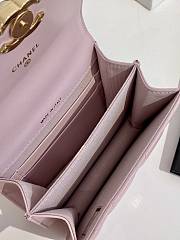 Fortok Chanel 22S Buckle Handle Cowhide Small Square Bag Pink 13×10×5cm - 4