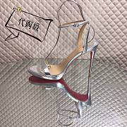 Fortok Christian Louboutin Loubi Queen Open Toe in Silver - 1