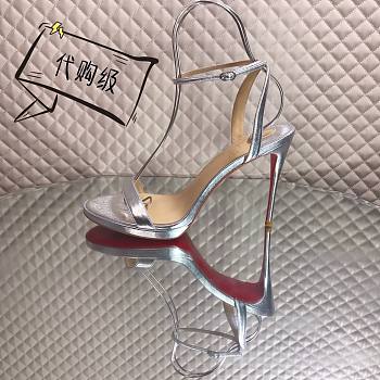 Fortok Christian Louboutin Loubi Queen Open Toe in Silver