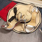 Fortok Christian Louboutin Loubi Queen Open Toe in Silver - 5