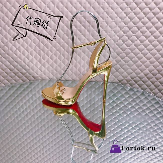 Fortok Christian Louboutin Loubi Queen Open Toe in Gold - 1